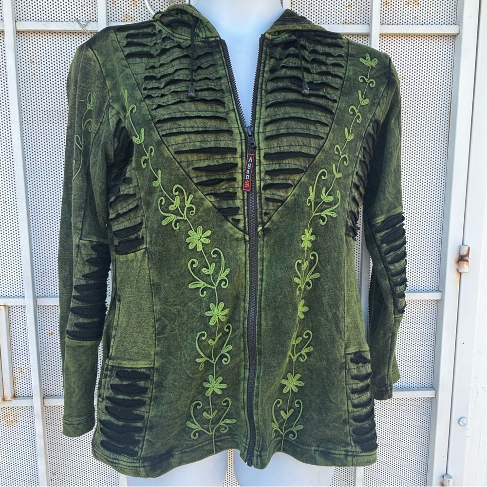 Agan Traders women's L hoodie jacket/coat 100% cotton flower embroidery